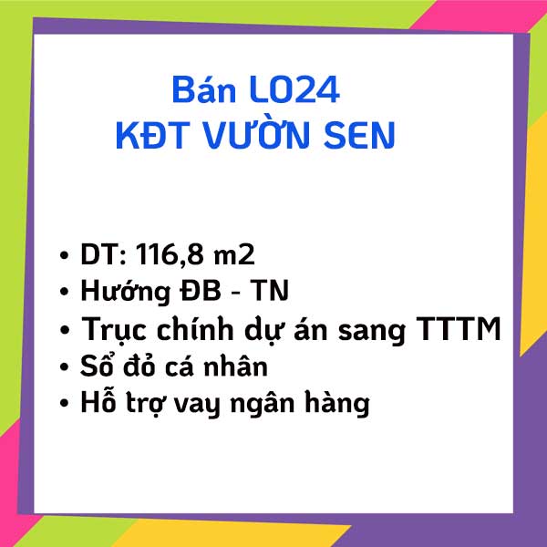 LO24 Vườn Sen Bắc Ninh - trục thông trung tâm thương mại Nam Hồng