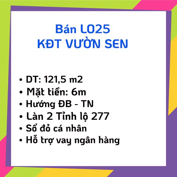 Vi trí LO25 khu đô thị Vườn Sen - Quỹ đất gần trung tâm thương mại